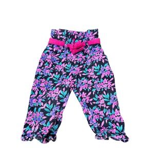 Vintage‎ Swat Girls Floral Hammer Pants Size 5 Pink Purple Black Belted USA